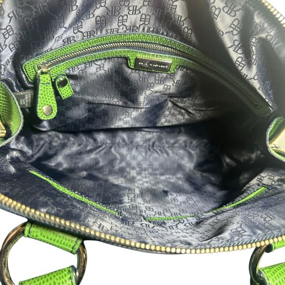 Banana Republic Women's Handbag Structured Kelly Green Textured Leather Satchel - Picture 13 of 14